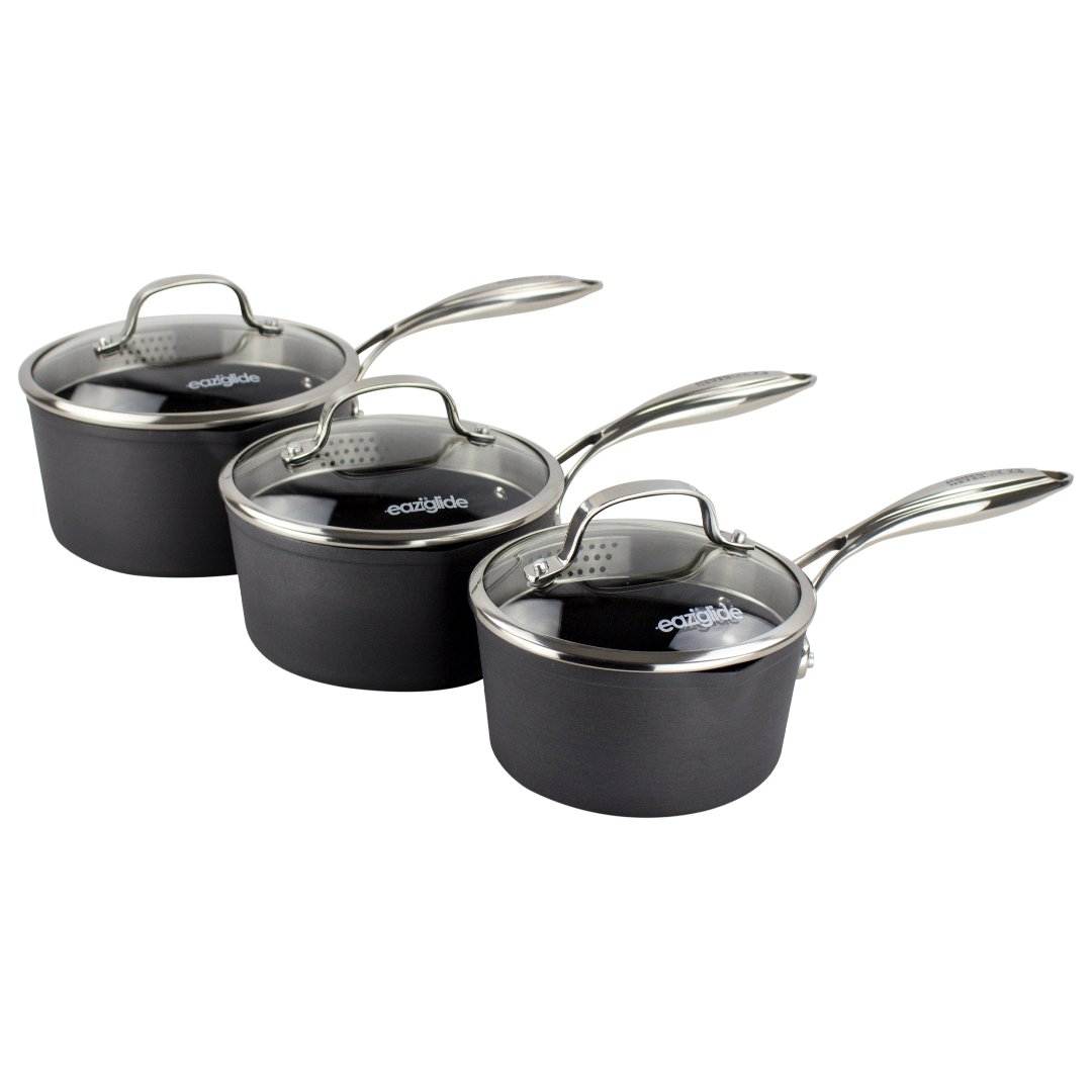 Neverstick3 professional 3 piece saucepan set Eaziglide